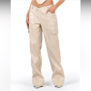 NEW Naked Wardrobe Cream CROC V-WAIST PANT